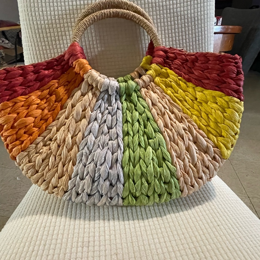 Vibrant Multicolor Woven Tote Bag
